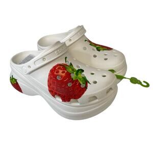 Crocs Bae Fresh Fruit Strawberry Platform Clog Women 9 White Red Green New